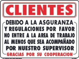 Customers: Due to Insurance Spanish 18 x 24