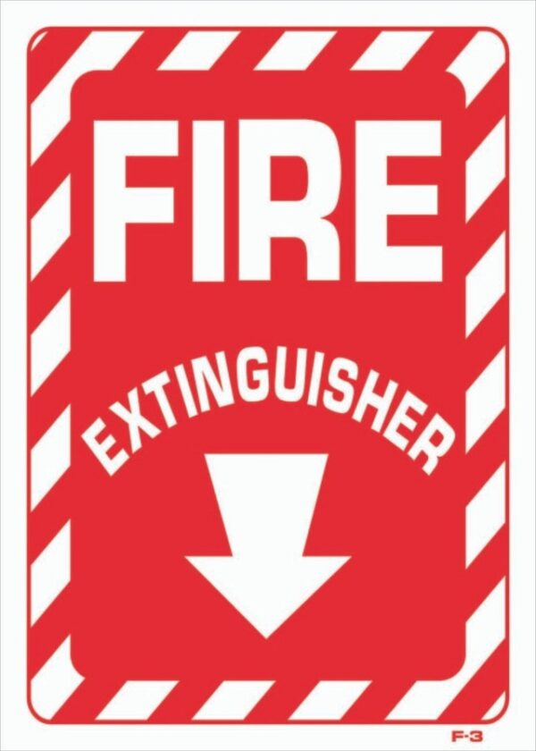 Sign - Fire Extingusher  Down Arrow (10in x 14in)