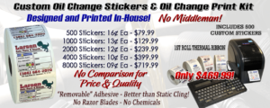 Oil Change Stickers / Print Kit
