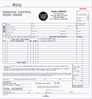 ECO-674-4 | Smog Check & Auto Repair Invoice | 4 Part Carbon (8.5'' x 8.5'')